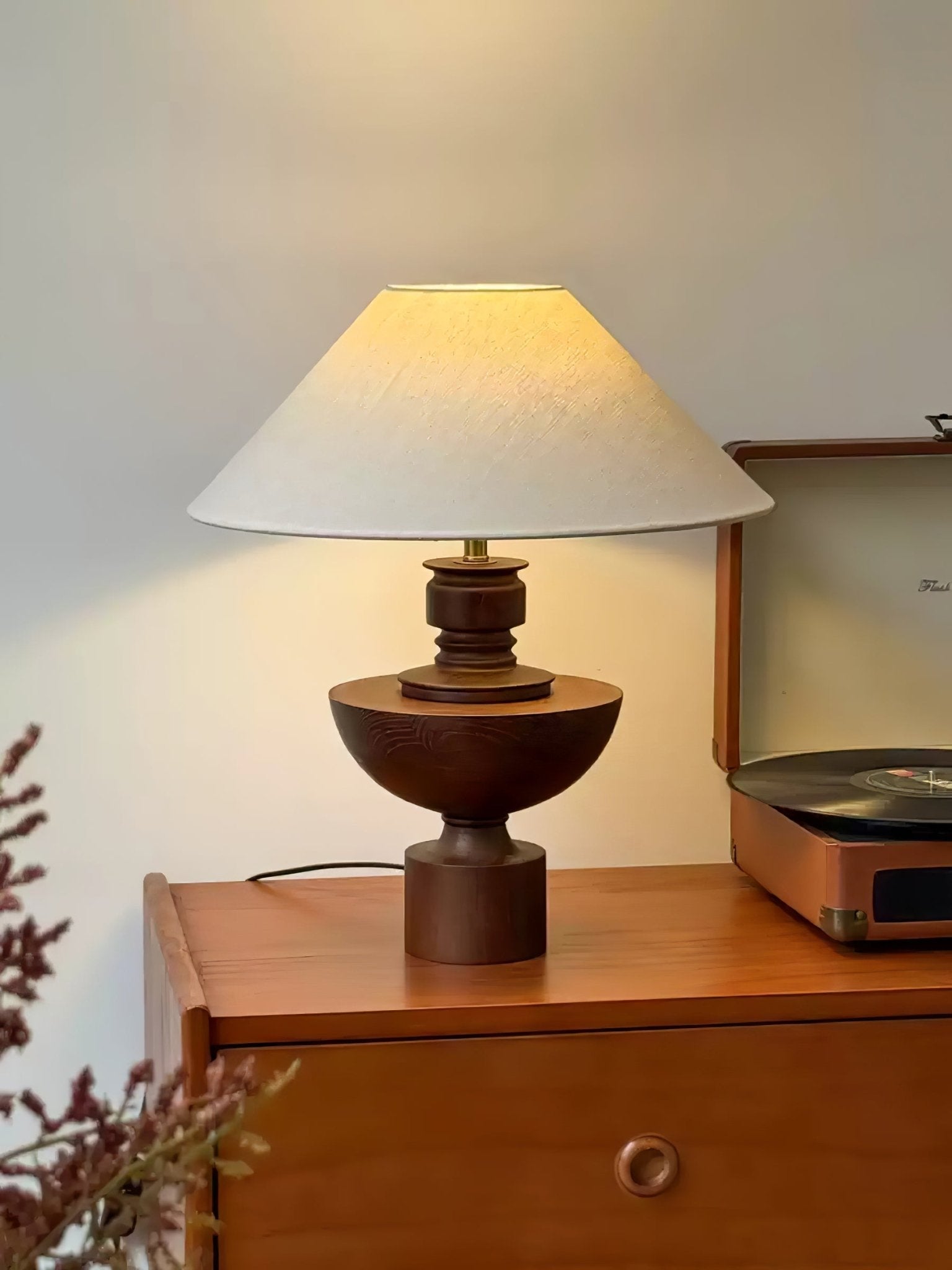 Dunell Wood Fabric Vintage Table Lamp