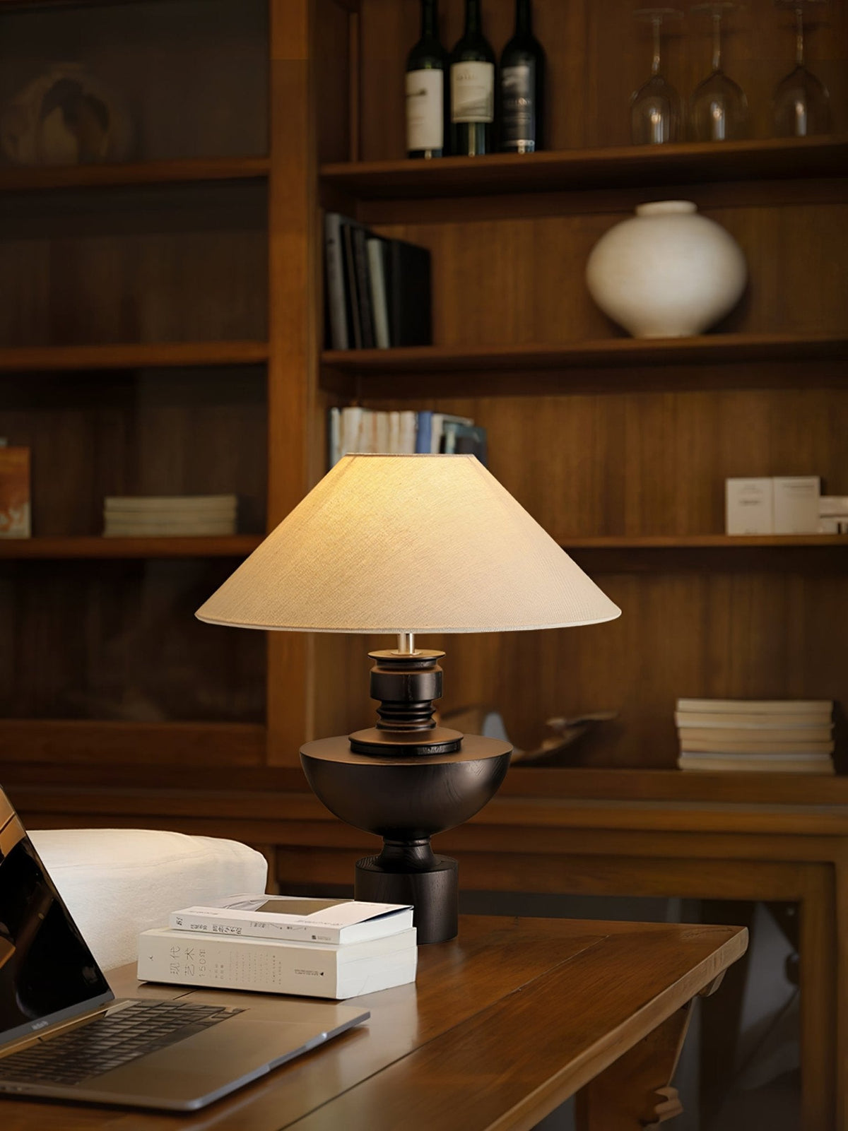 Dunell Wood Fabric Vintage Table Lamp