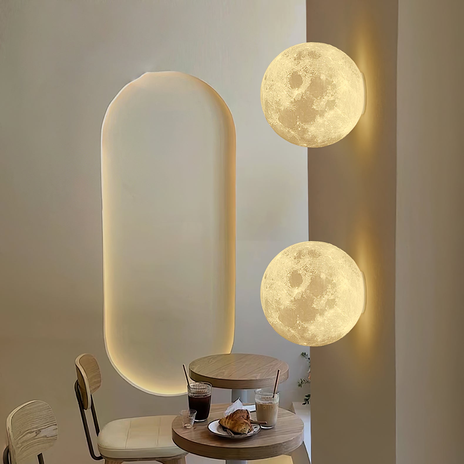 Olsolan Nordic Art Moon 3D Plastic Wall Lamp