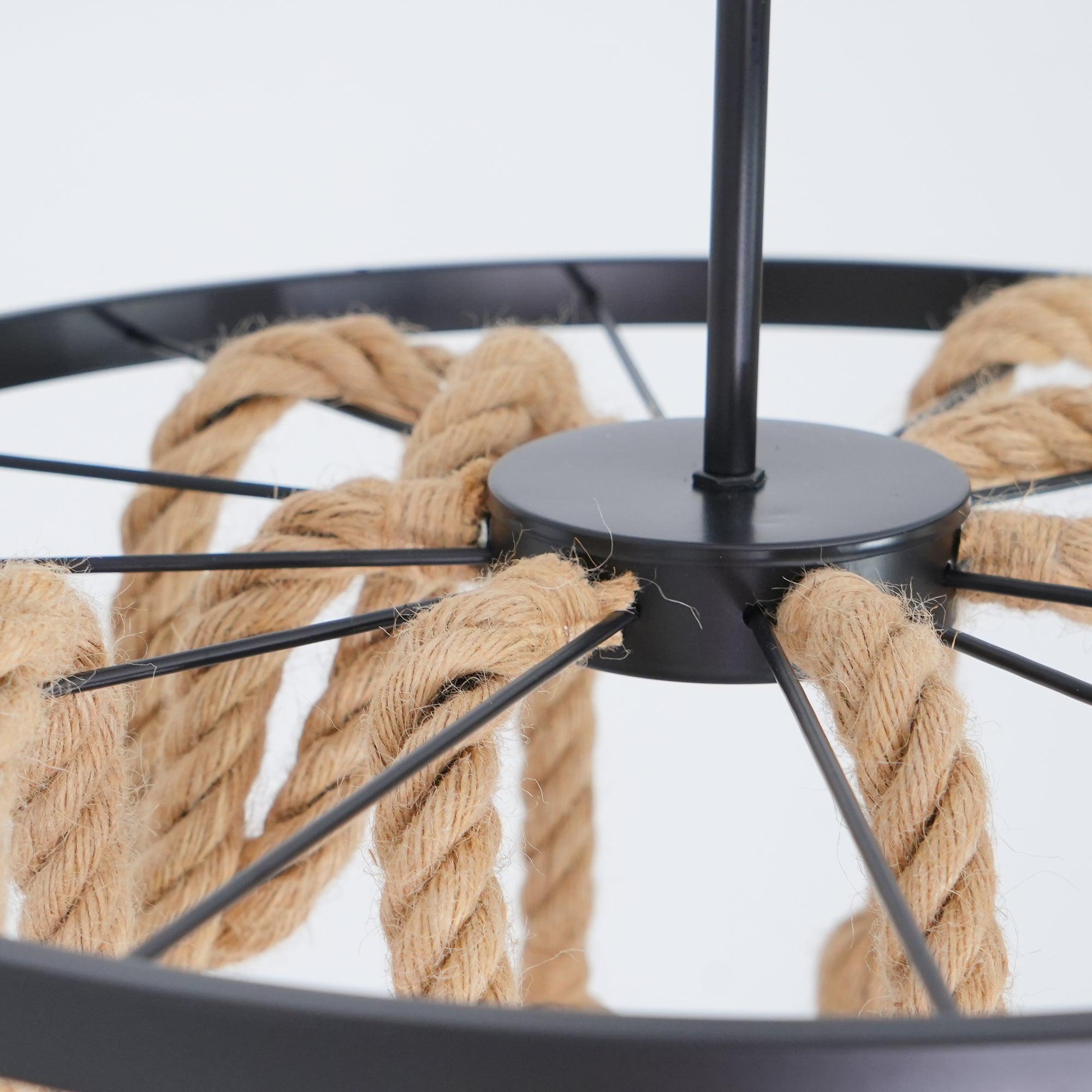 Soluaine Chandelier Hemp Rope Industrial Six Head