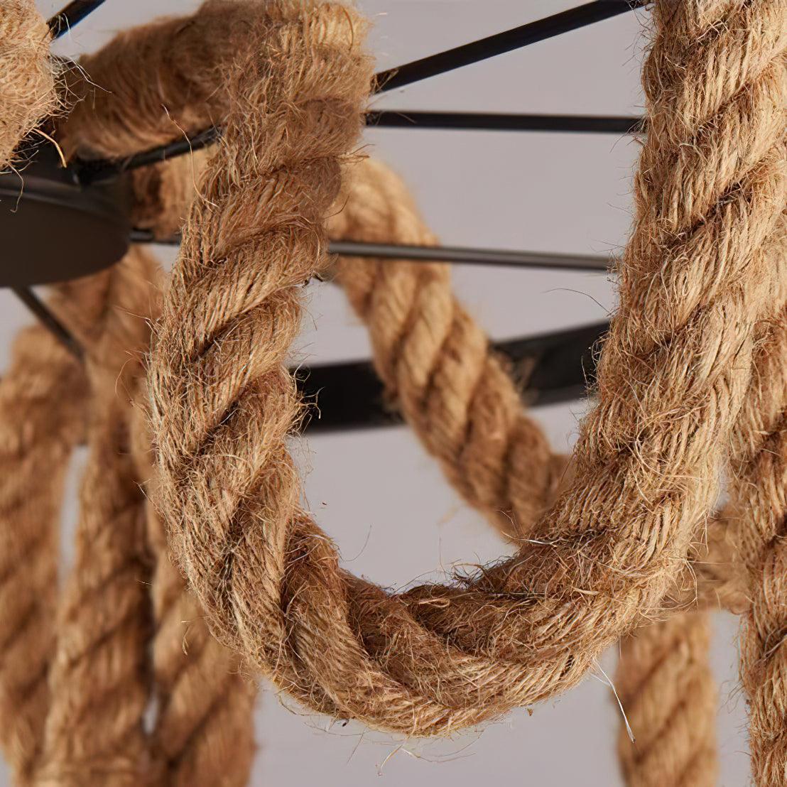 Soluaine Chandelier Hemp Rope Industrial Six Head