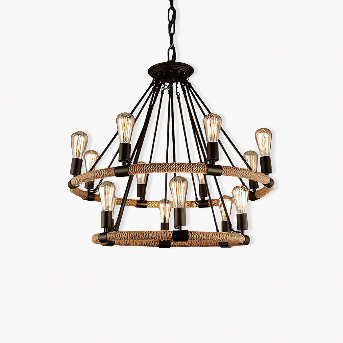 Novien Chandelier Hemp Rope Industrial Round