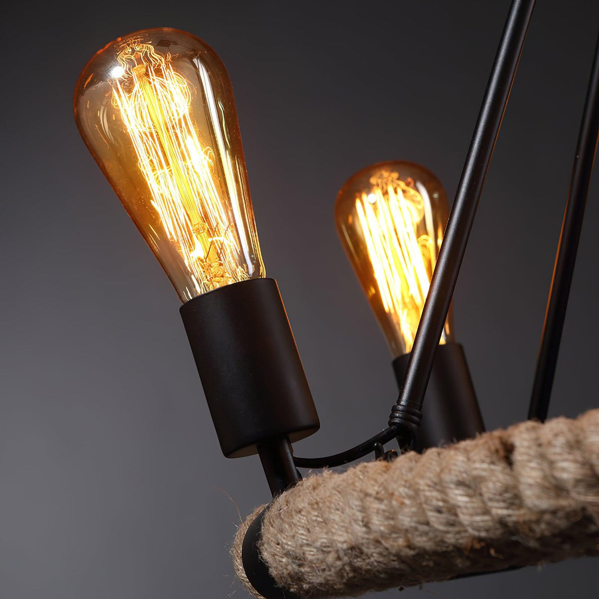 Novien Chandelier Hemp Rope Industrial Round