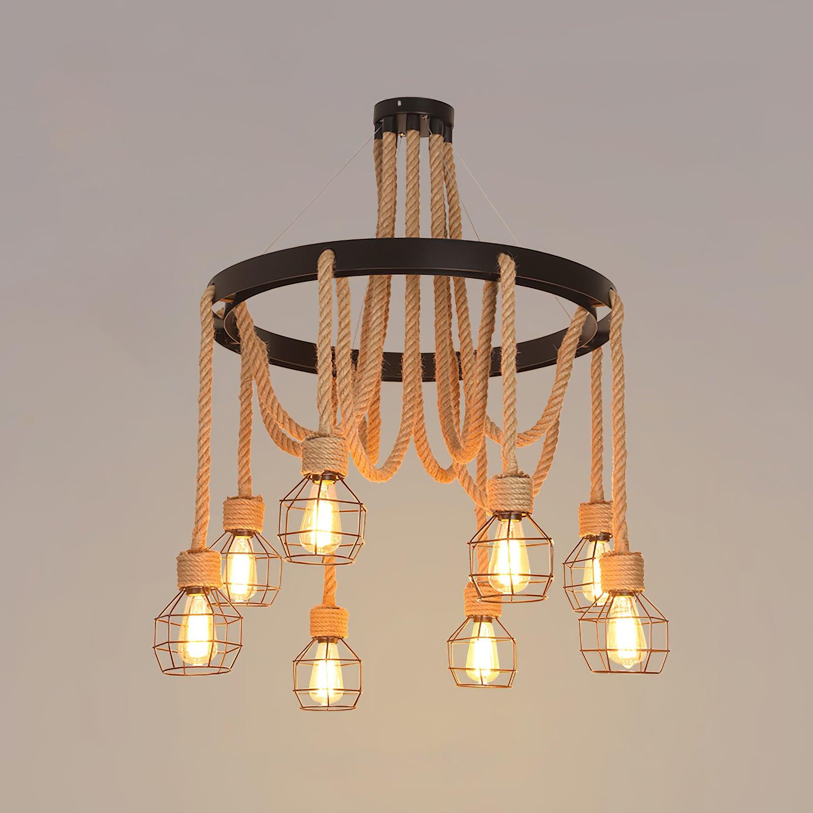 Ravoriel Chandelier Hemp Rope Industrial