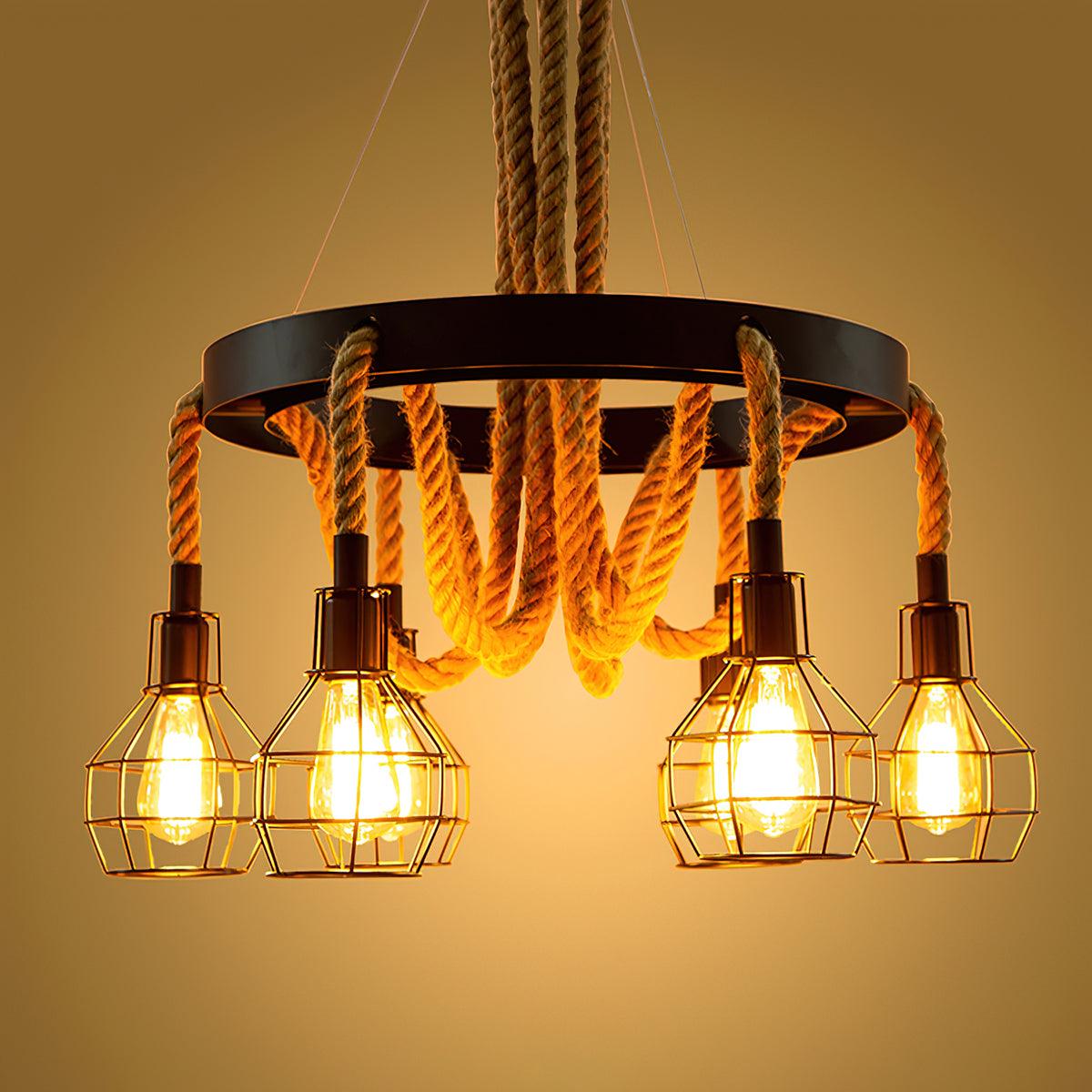 Ravoriel Chandelier Hemp Rope Industrial