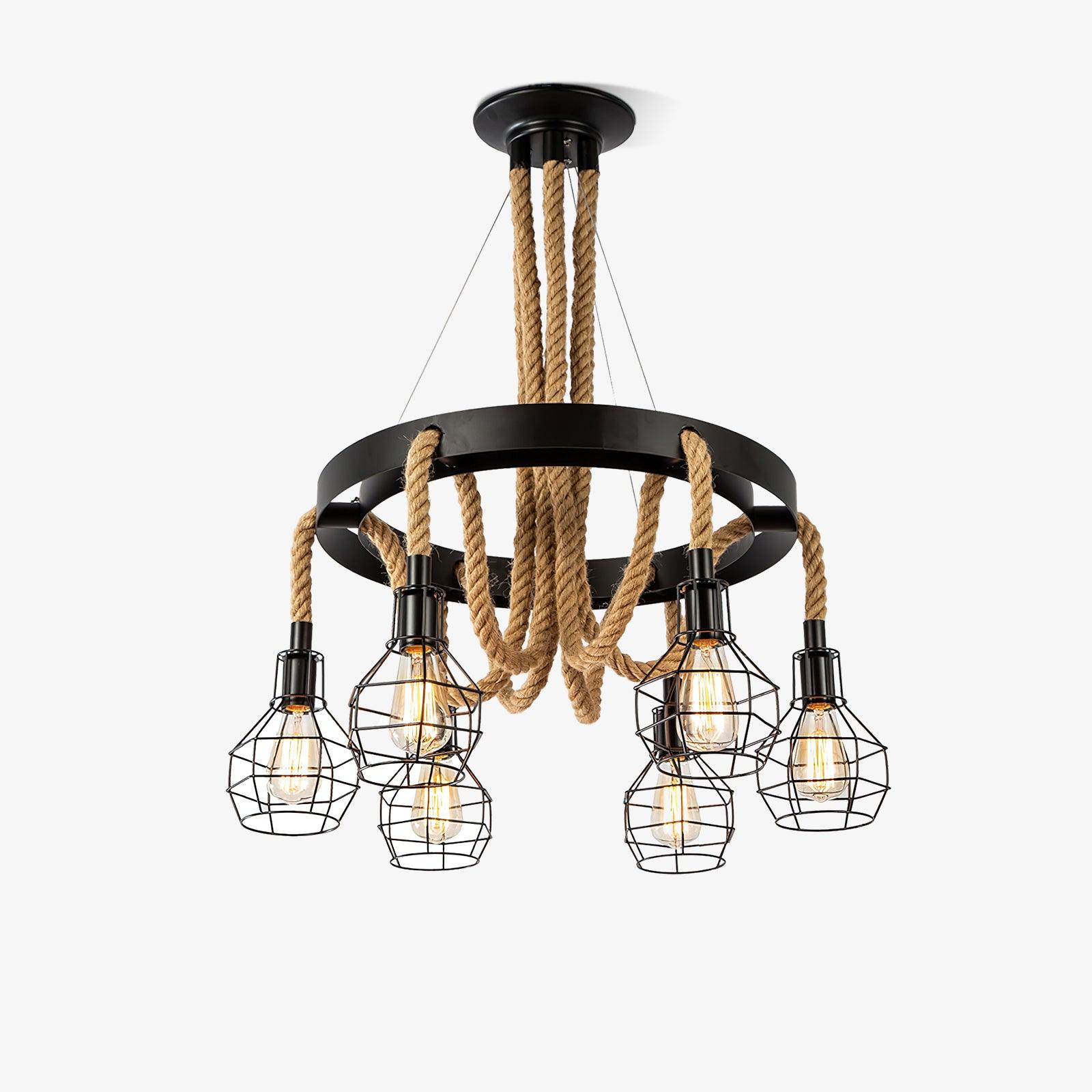 Ravoriel Chandelier Hemp Rope Industrial