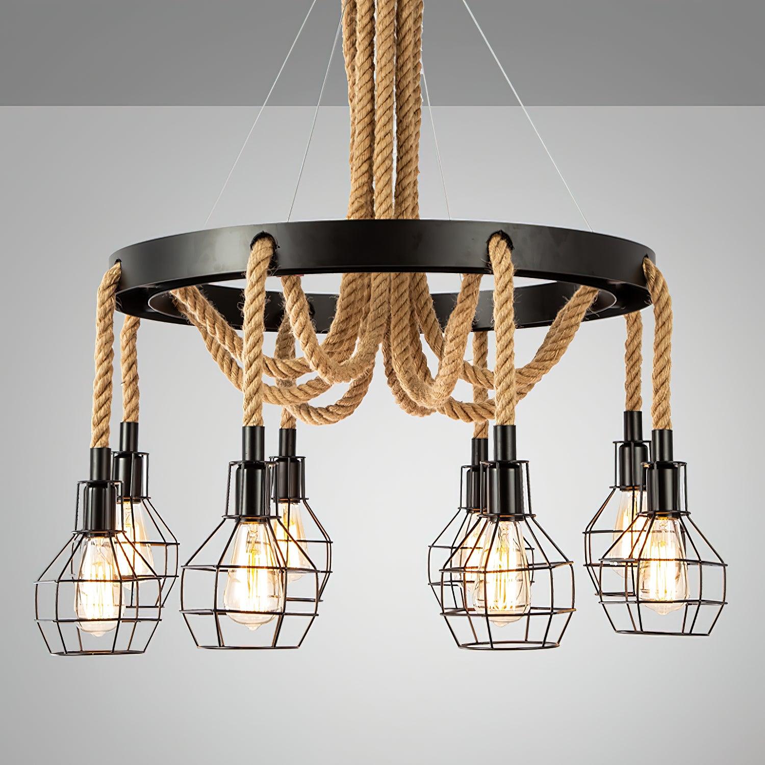 Ravoriel Chandelier Hemp Rope Industrial