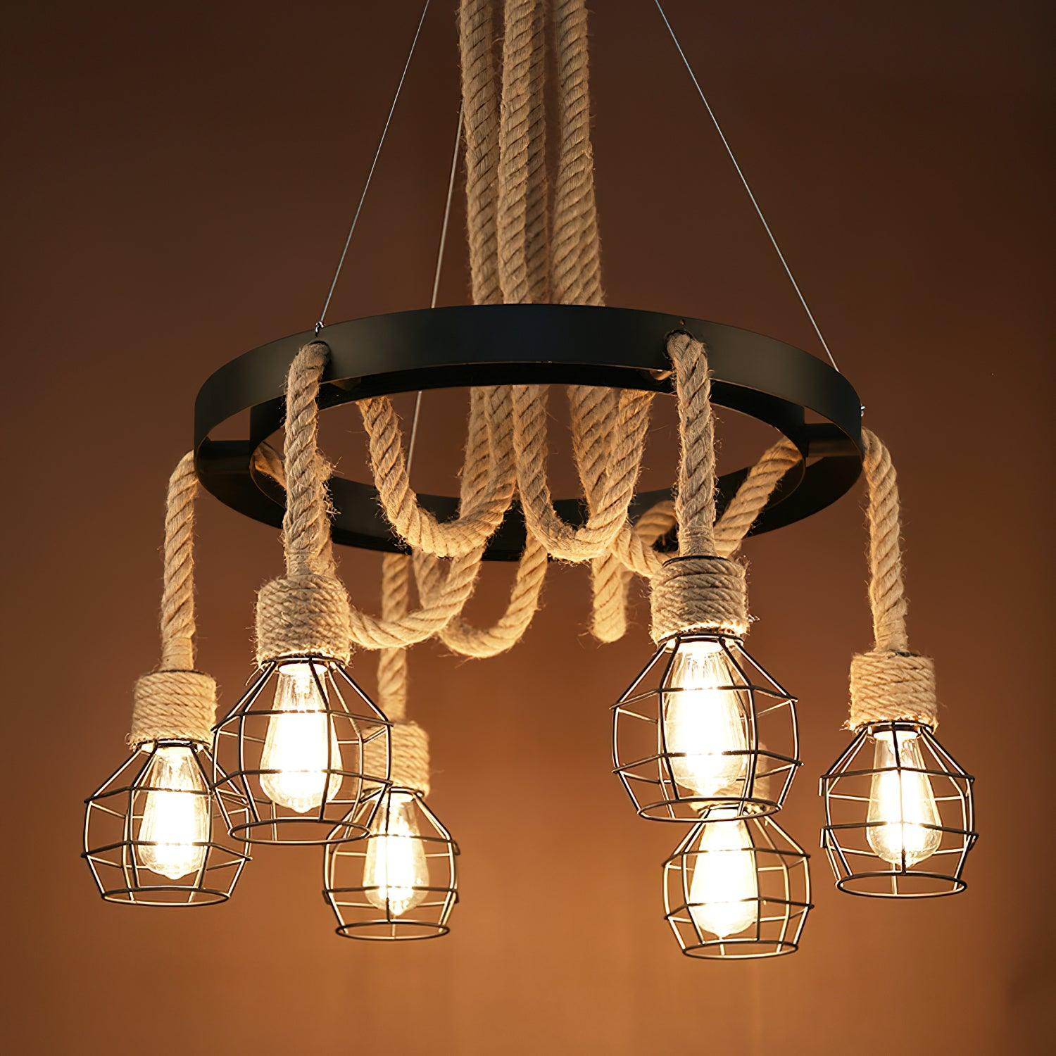 Ravoriel Chandelier Hemp Rope Industrial