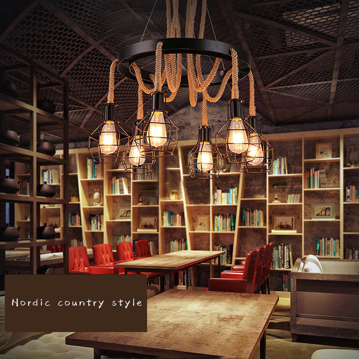 Ravoriel Chandelier Hemp Rope Industrial