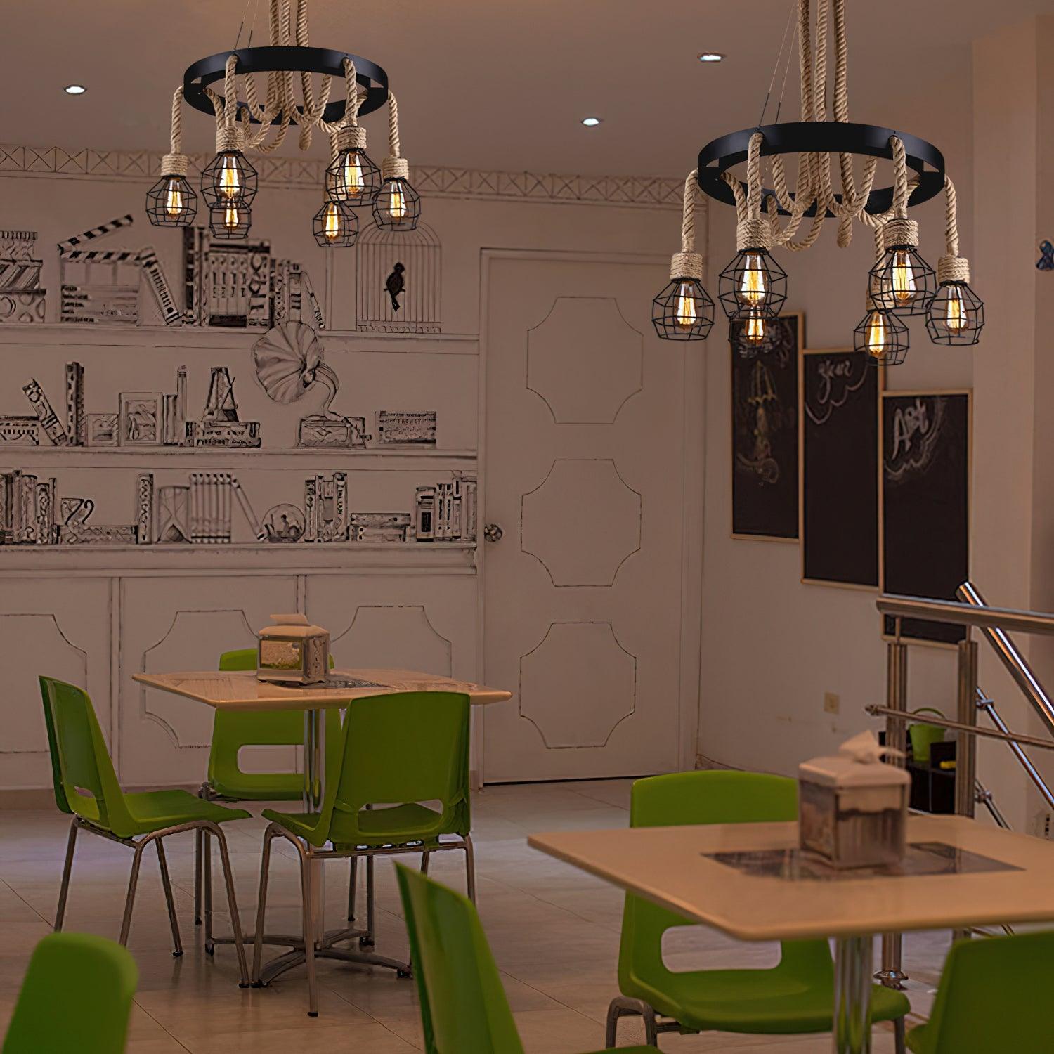Ravoriel Chandelier Hemp Rope Industrial