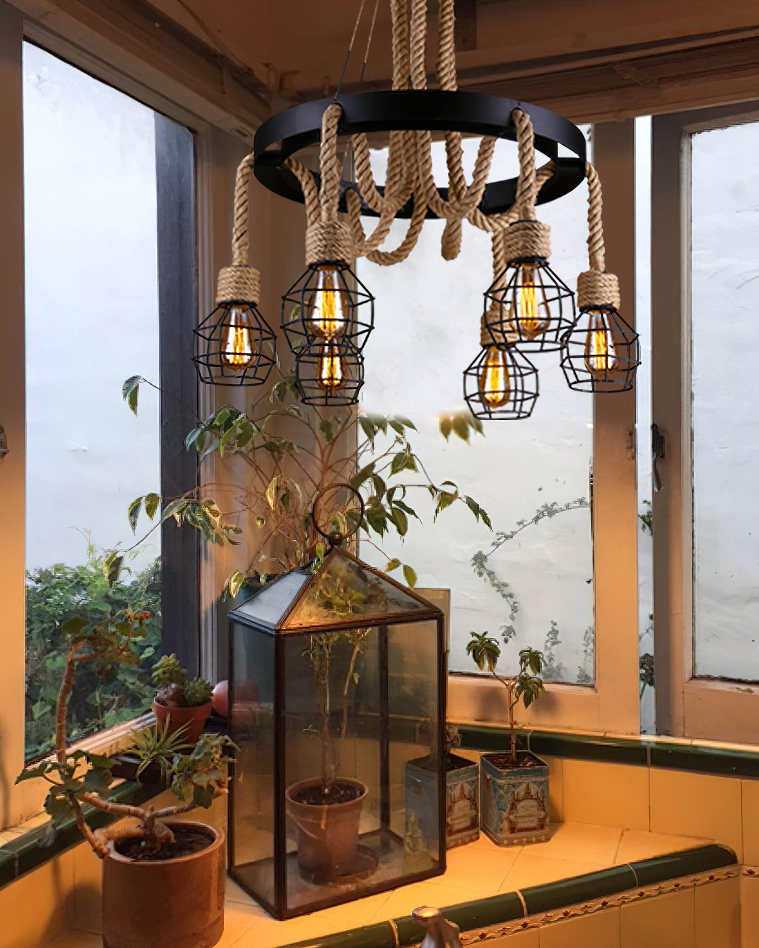 Ravoriel Chandelier Hemp Rope Industrial