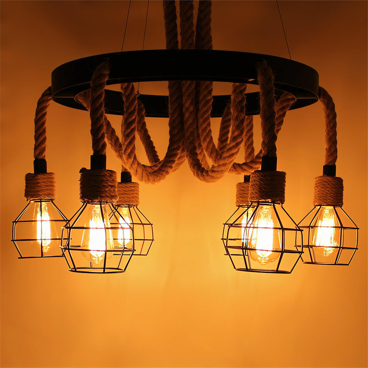 Ravoriel Chandelier Hemp Rope Industrial