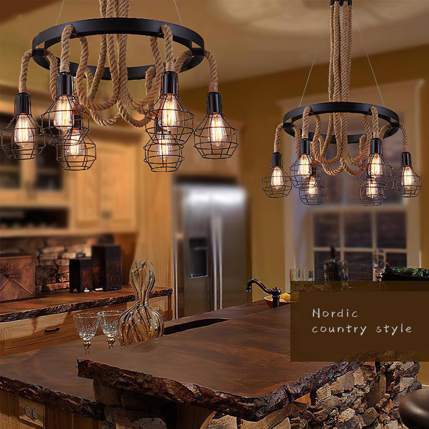 Ravoriel Chandelier Hemp Rope Industrial