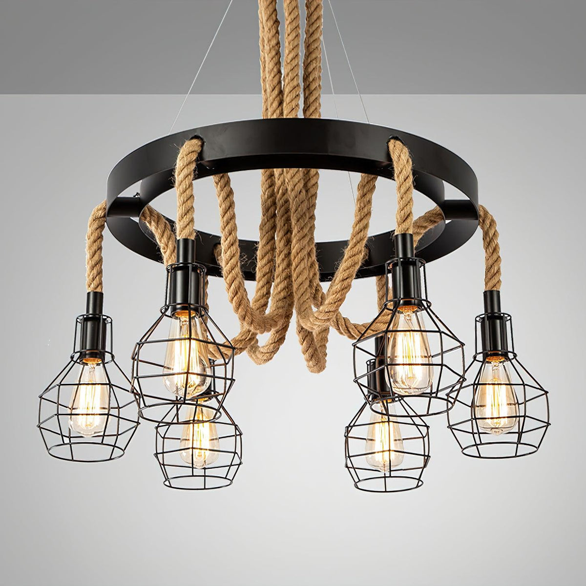 Ravoriel Chandelier Hemp Rope Industrial