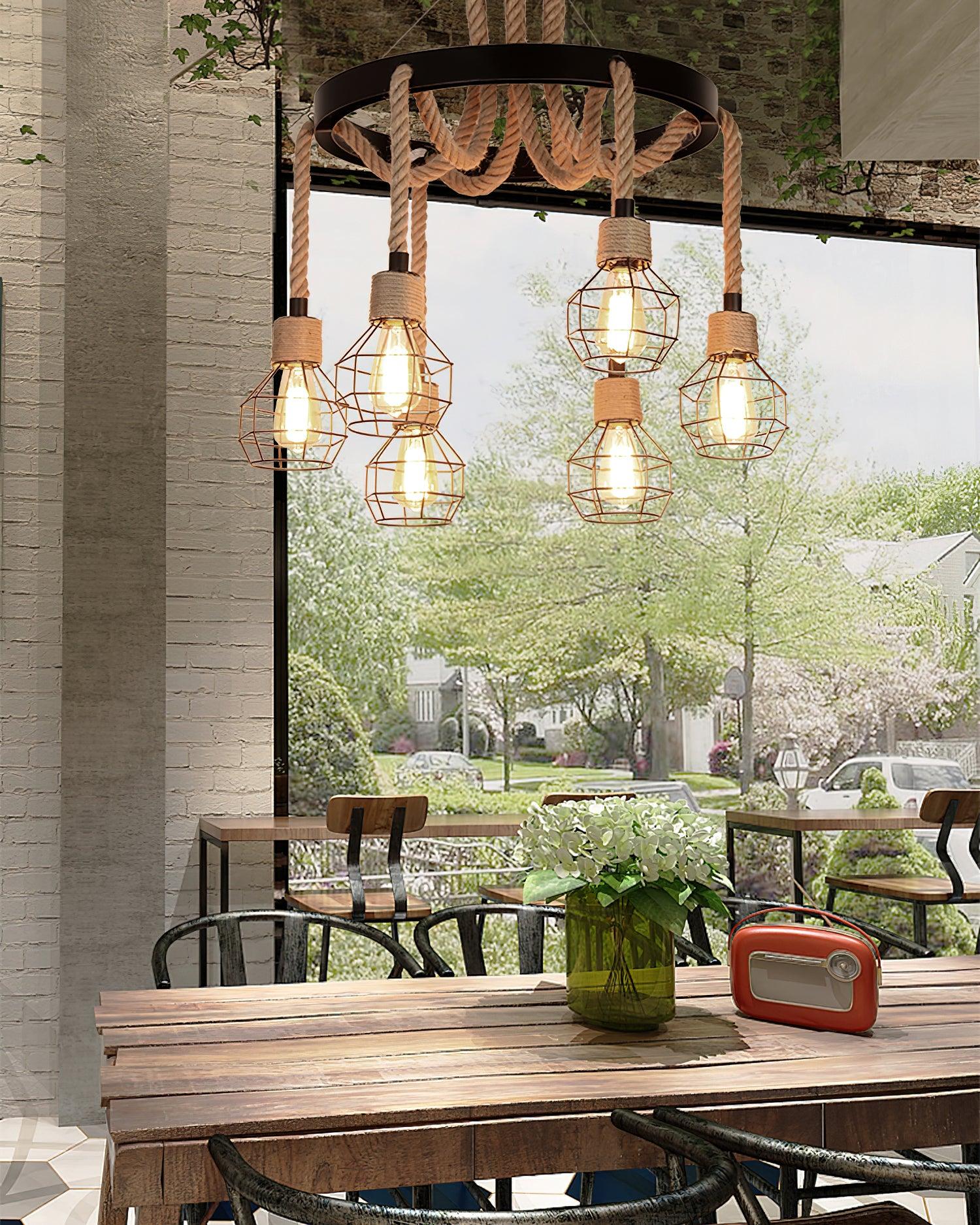 Ravoriel Chandelier Hemp Rope Industrial