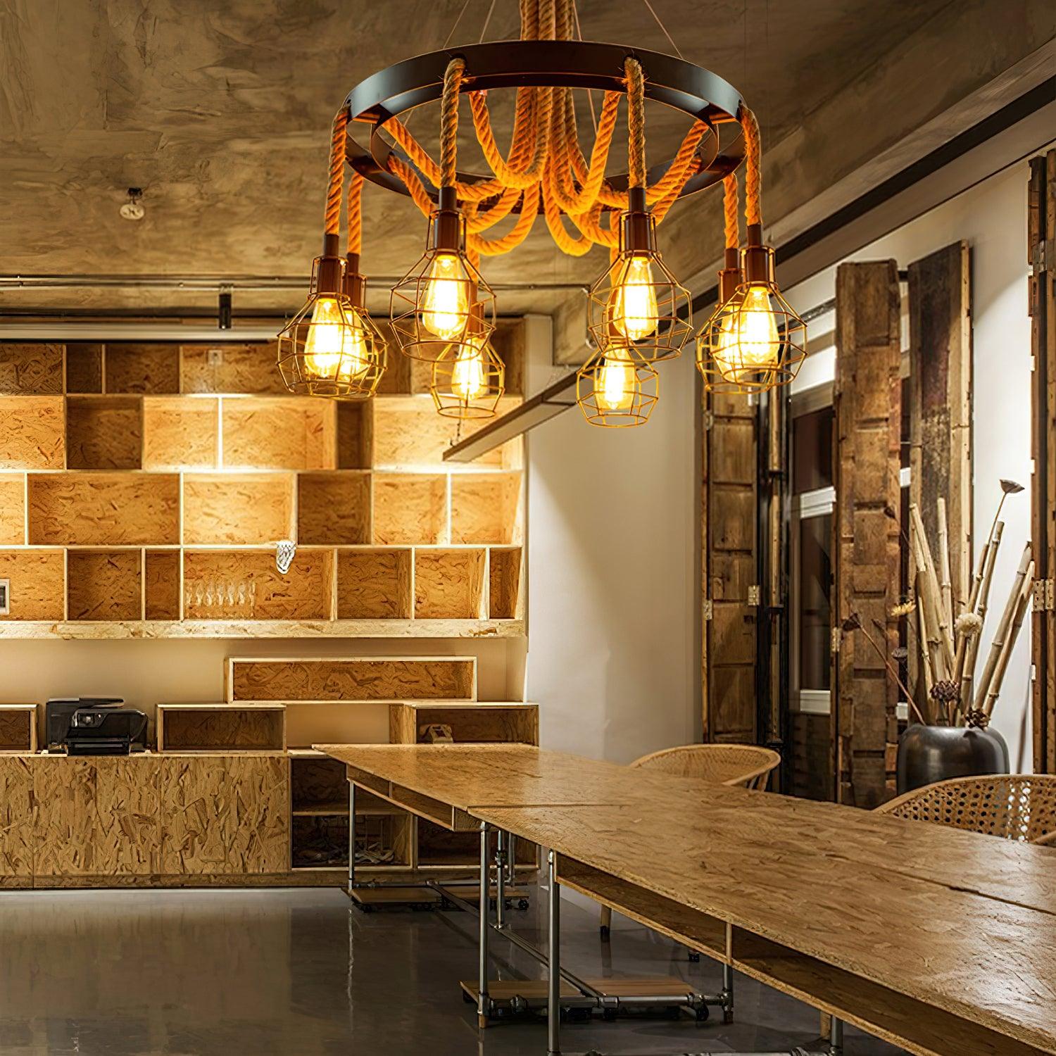 Ravoriel Chandelier Hemp Rope Industrial