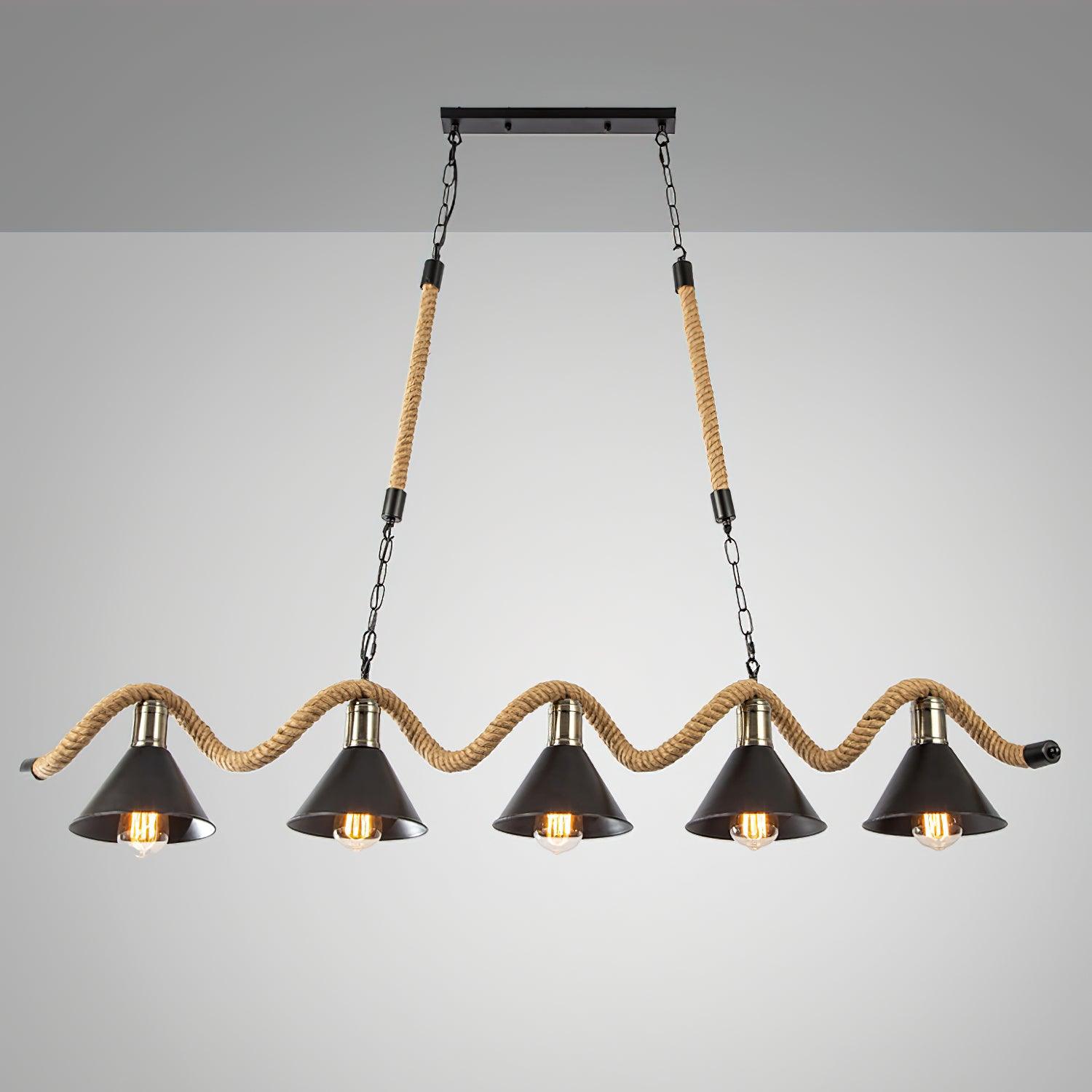 Canisaria Chandelier Hemp Rope Industrial Wave