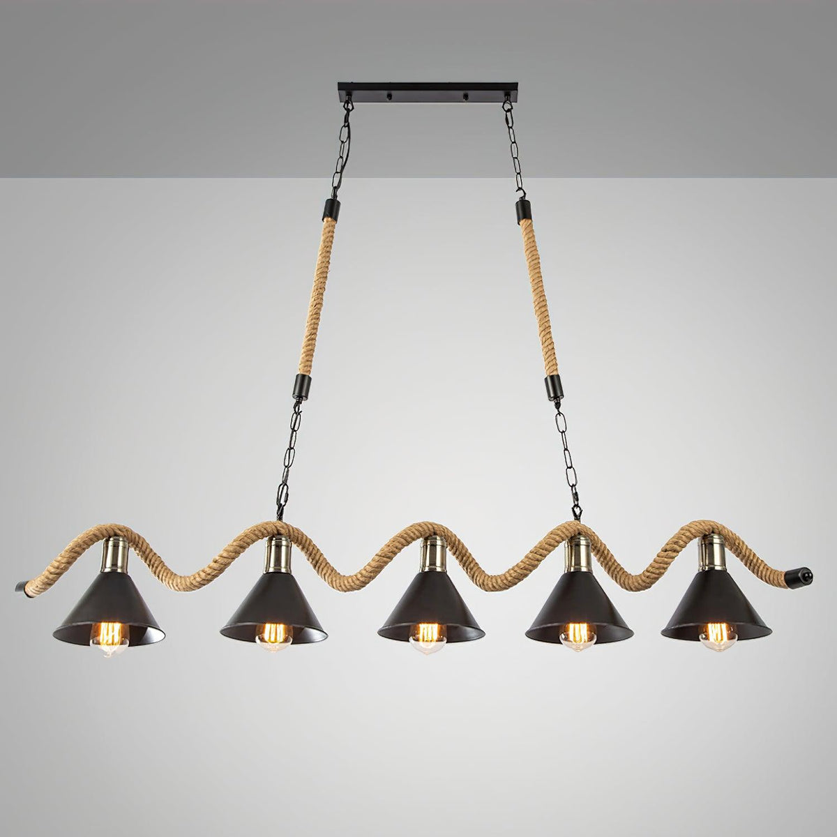 Canisaria Chandelier Hemp Rope Industrial Wave