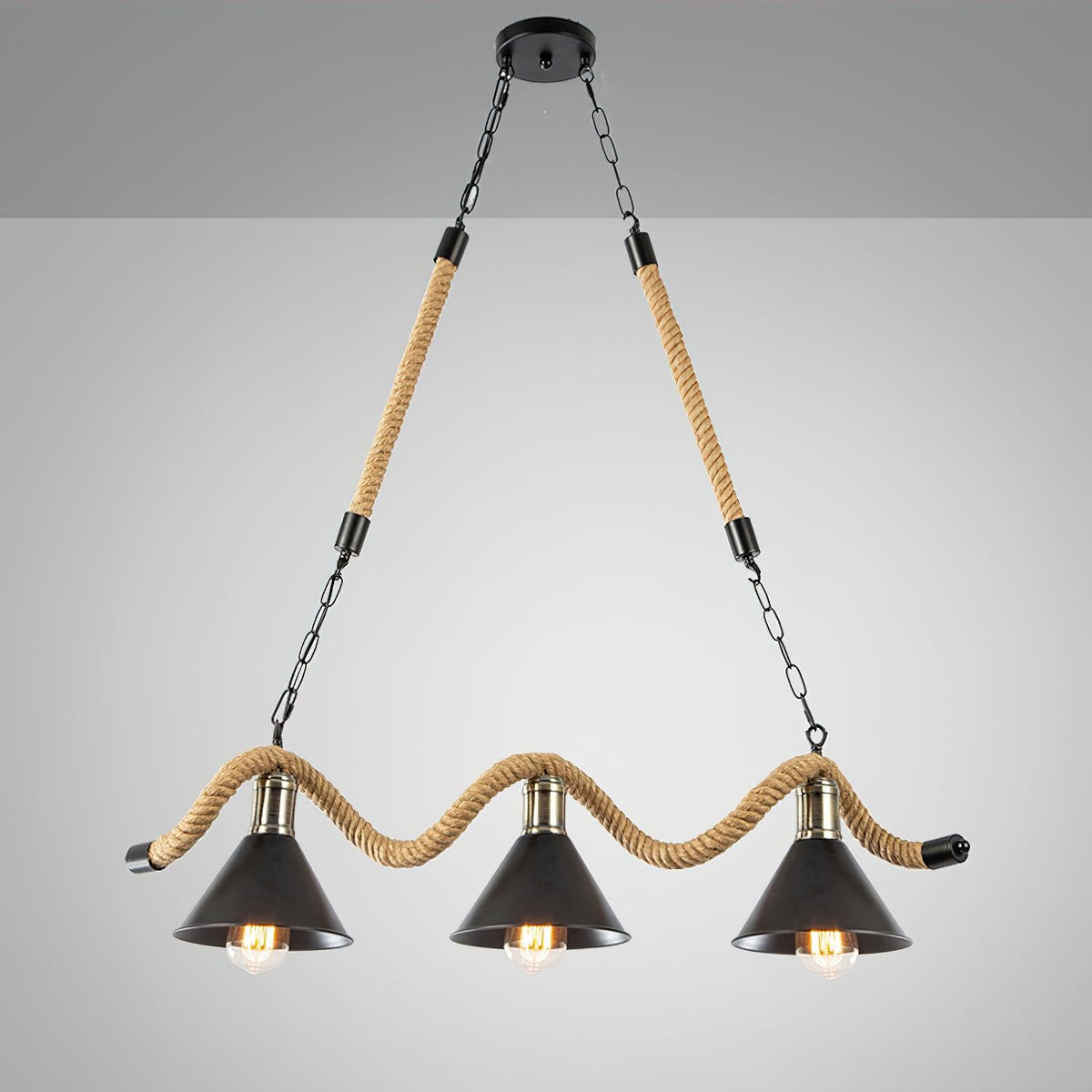 Canisaria Chandelier Hemp Rope Industrial Wave