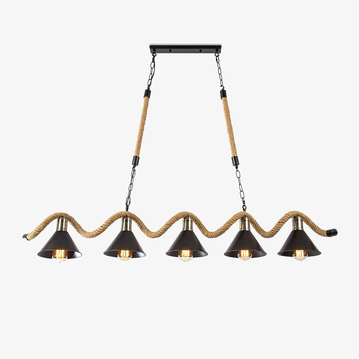 Canisaria Chandelier Hemp Rope Industrial Wave