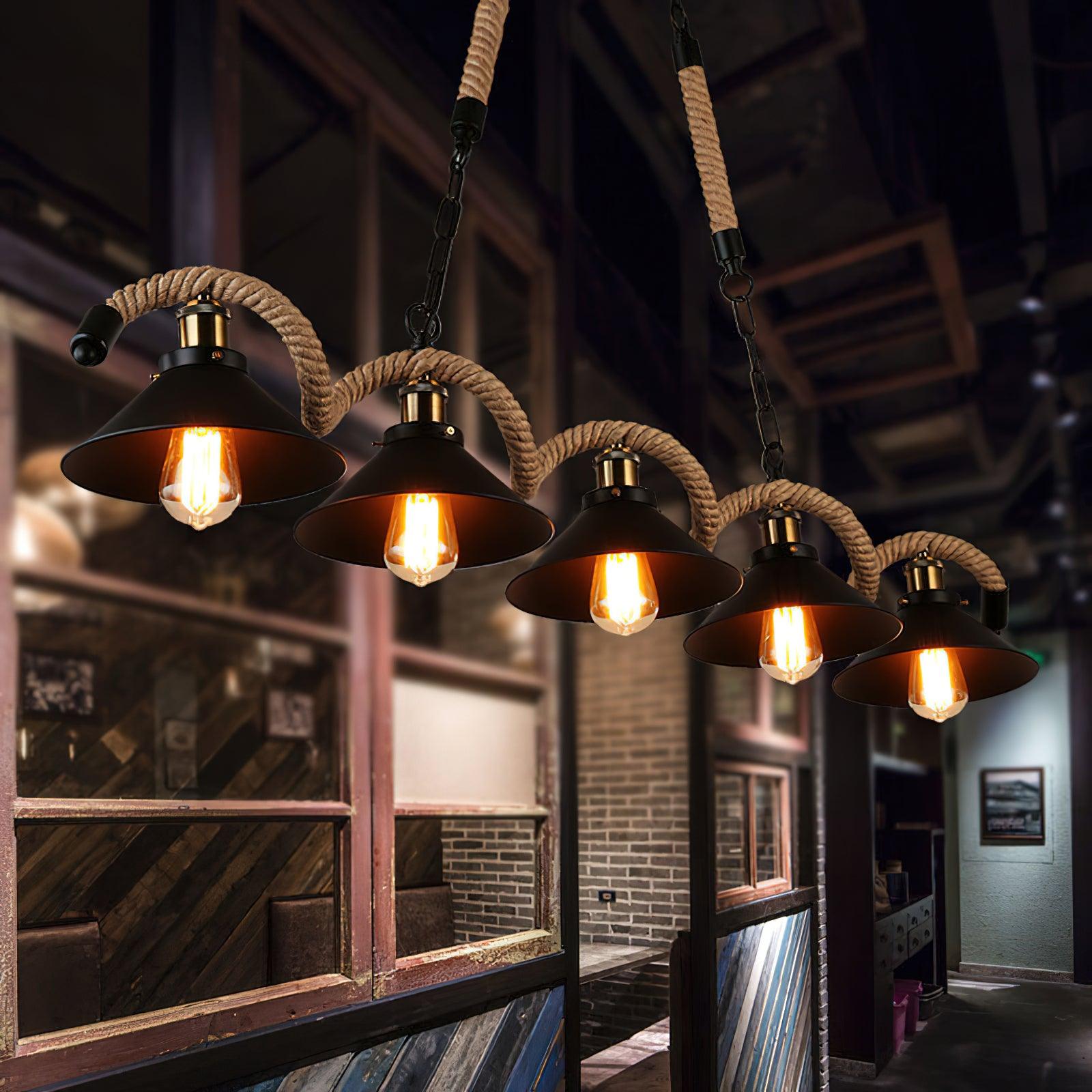 Canisaria Chandelier Hemp Rope Industrial Wave