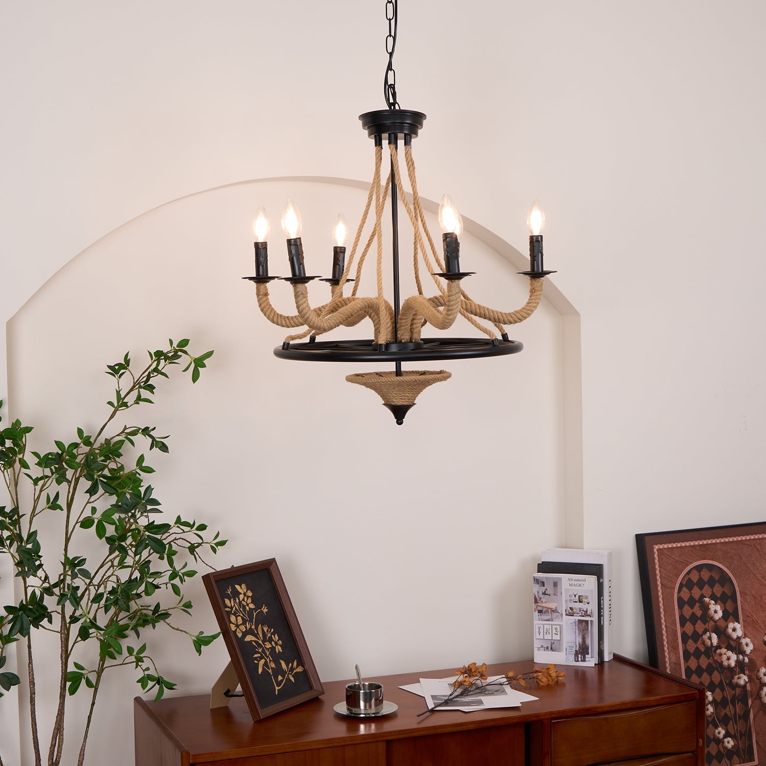 Ariiella Chandelier Hemp Rope Large Wheel