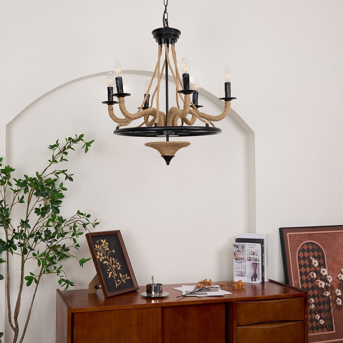 Ariiella Chandelier Hemp Rope Large Wheel