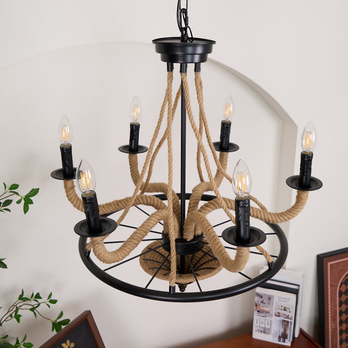 Ariiella Chandelier Hemp Rope Large Wheel