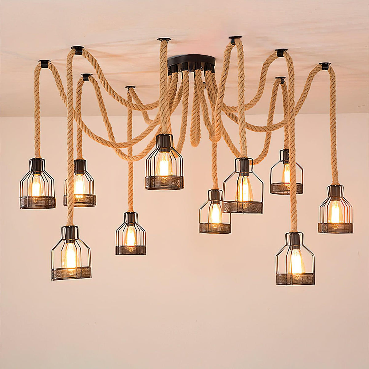 Arianissa Chandelier Hemp Rope Industrial Retro