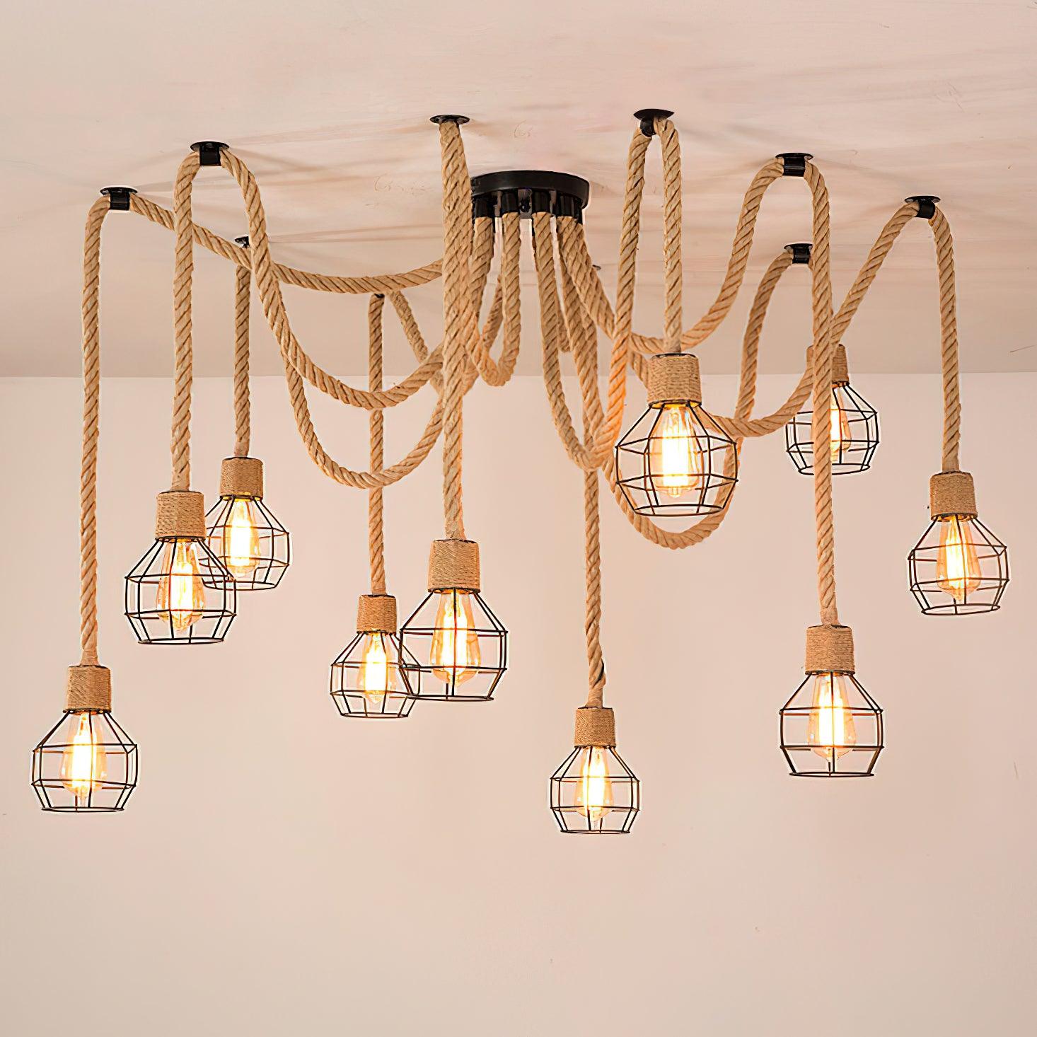 Arianissa Chandelier Hemp Rope Industrial Retro