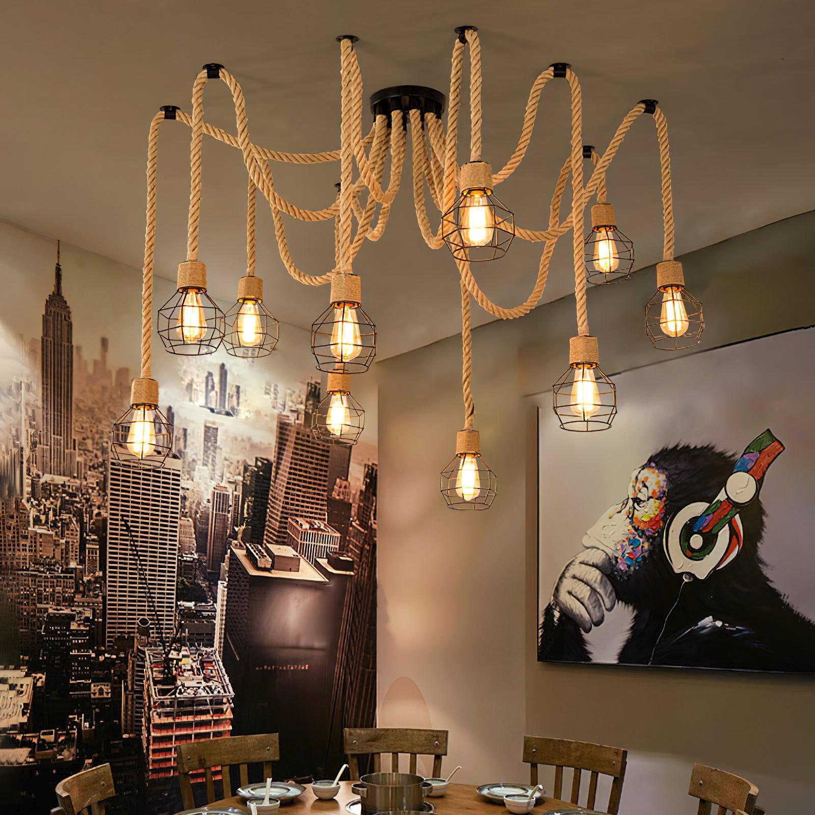 Arianissa Chandelier Hemp Rope Industrial Retro