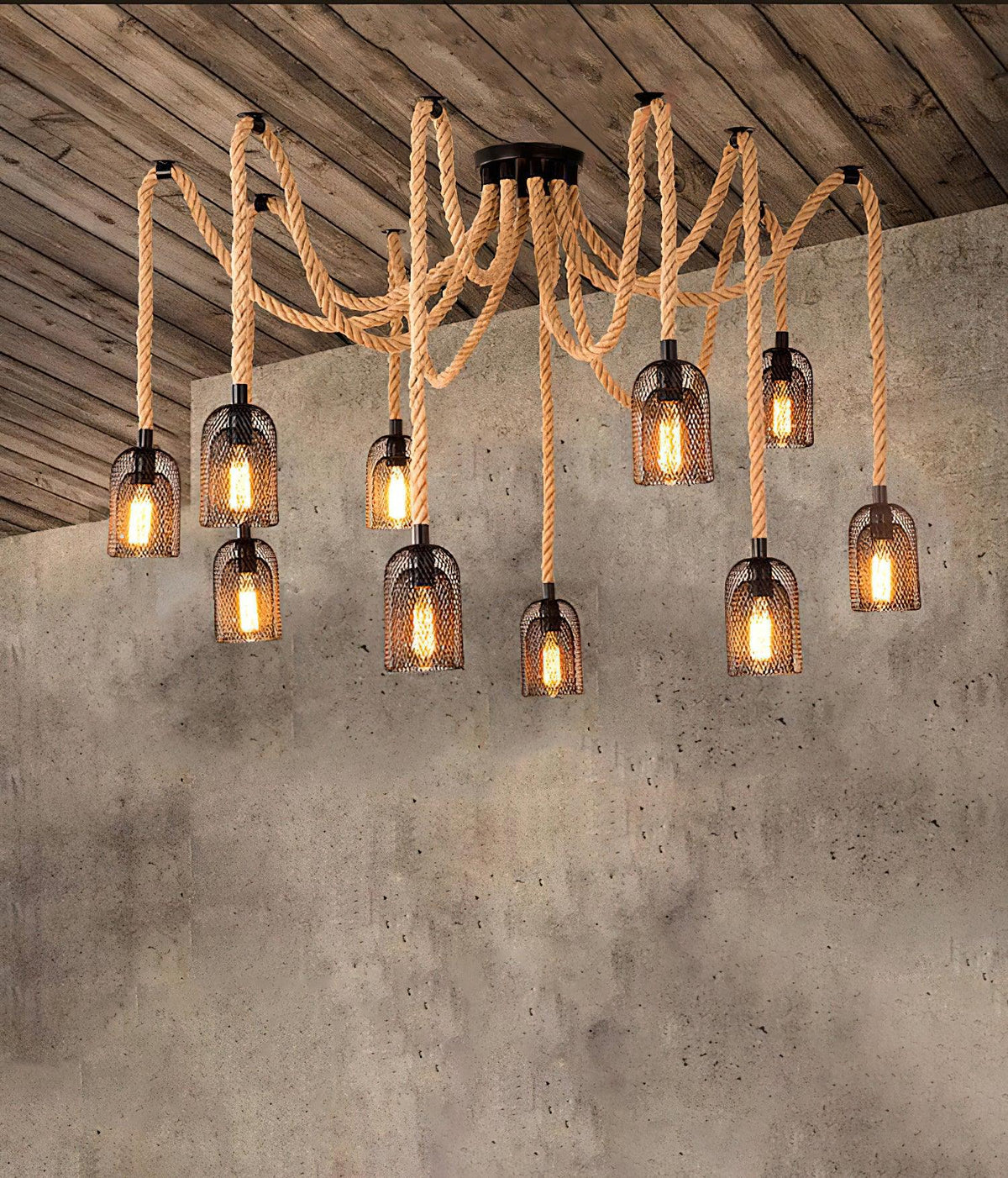 Arianissa Chandelier Hemp Rope Industrial Retro