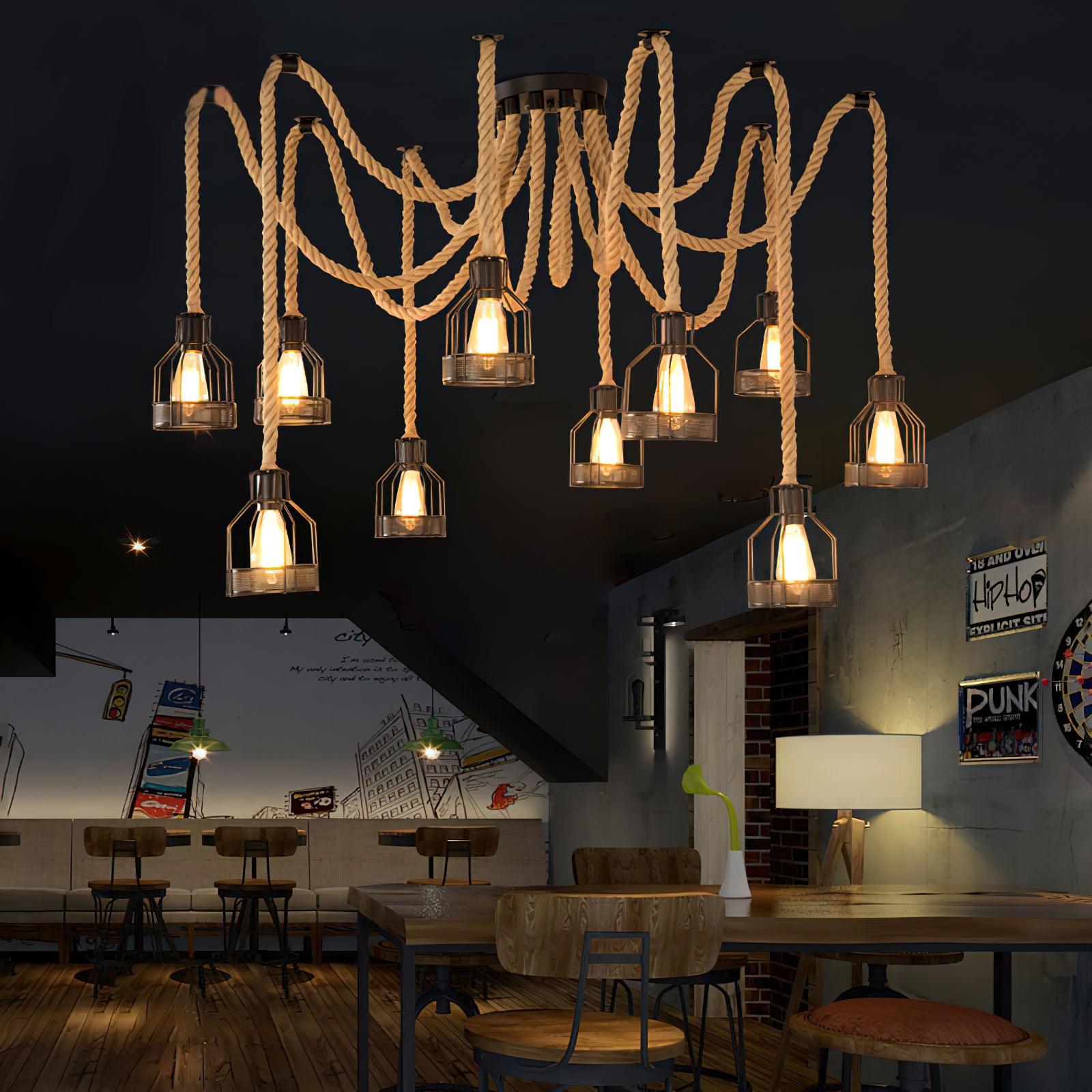 Arianissa Chandelier Hemp Rope Industrial Retro