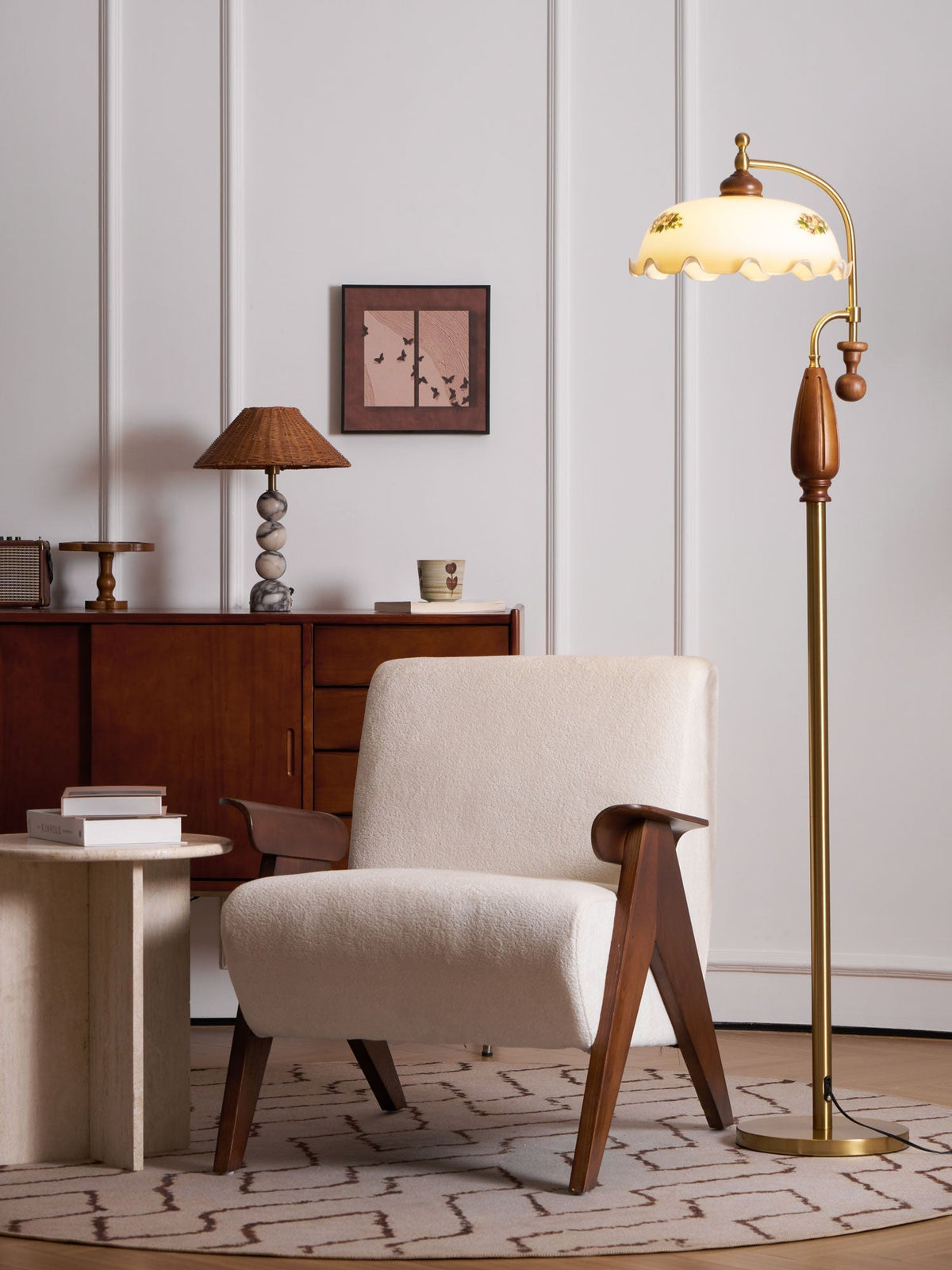 Volorel Vintage Glass Floor Lamp