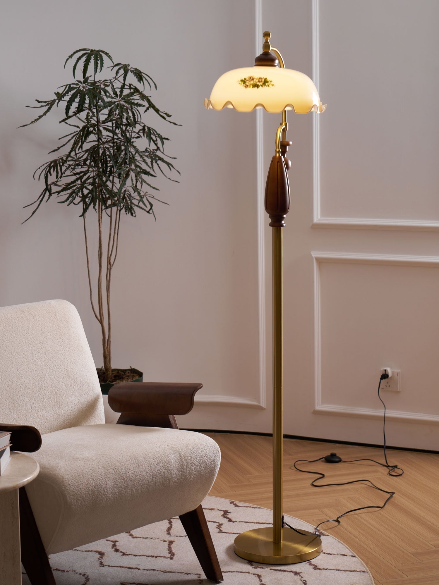 Volorel Vintage Glass Floor Lamp