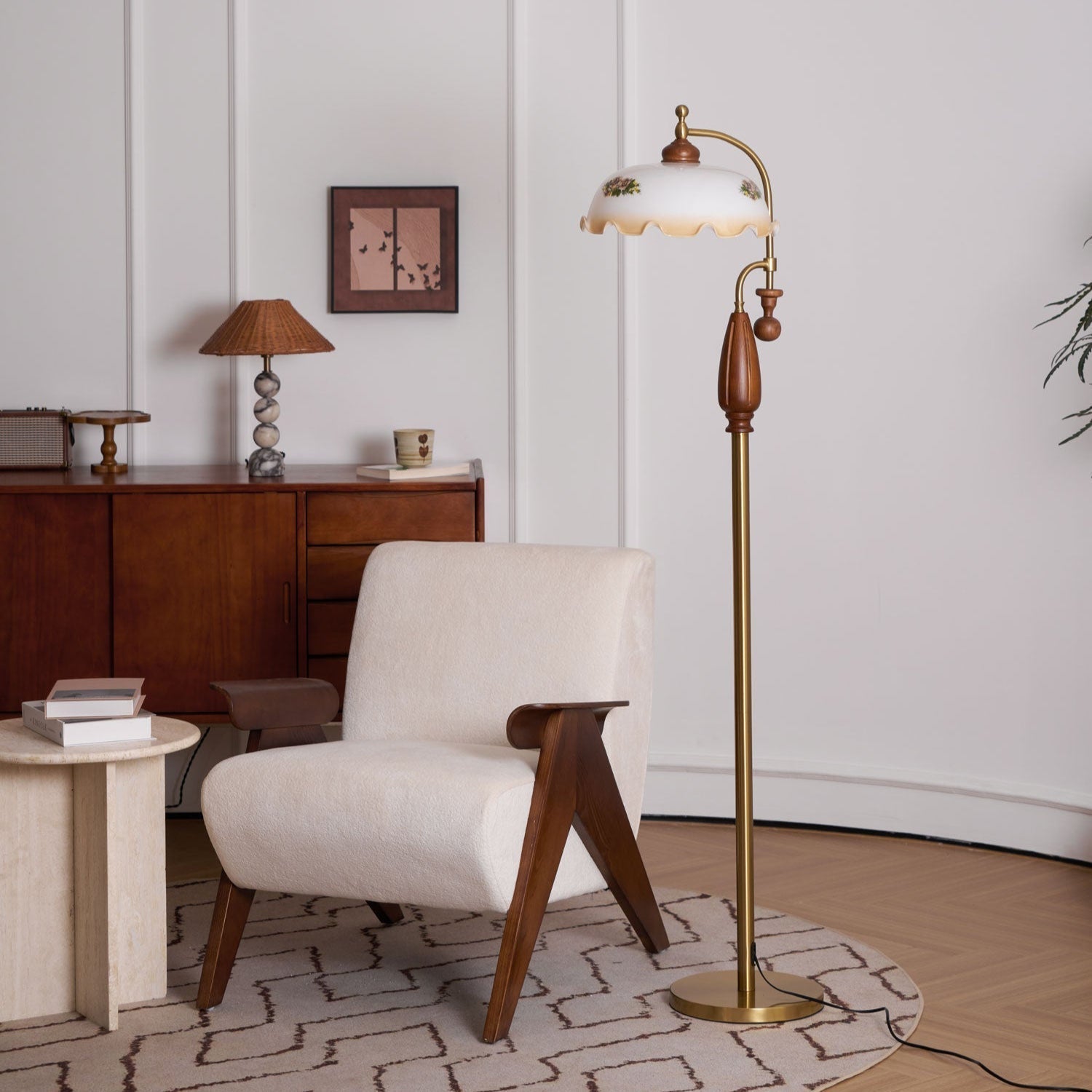 Volorel Vintage Glass Floor Lamp