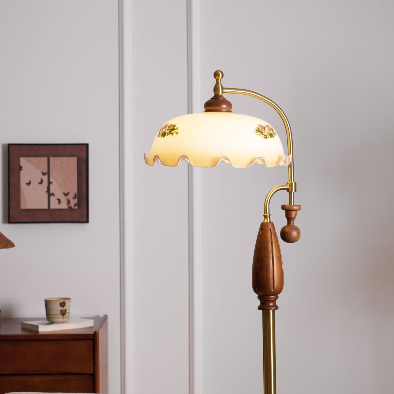 Volorel Vintage Glass Floor Lamp