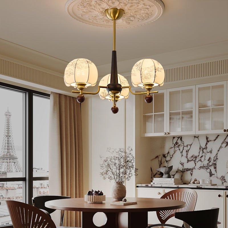 Acarira Premium Nordic Art Bloom Wood Fabric Chandelier