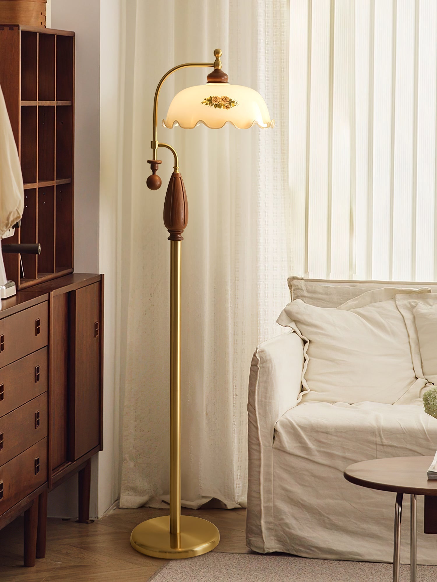 Volorel Vintage Glass Floor Lamp
