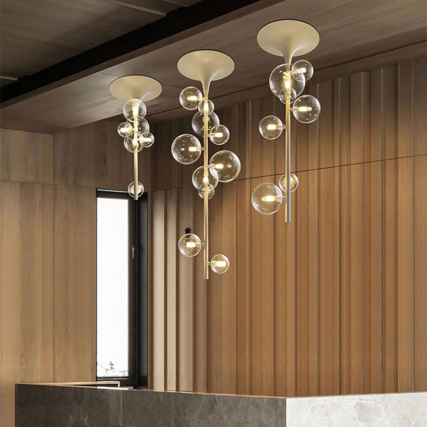 Celeina Pendant Light Brass Glass Cascading for Hallway