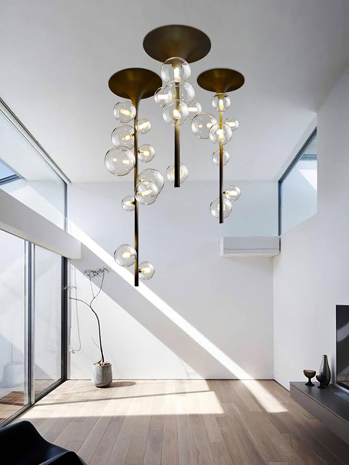 Celeina Pendant Light Brass Glass Cascading for Hallway
