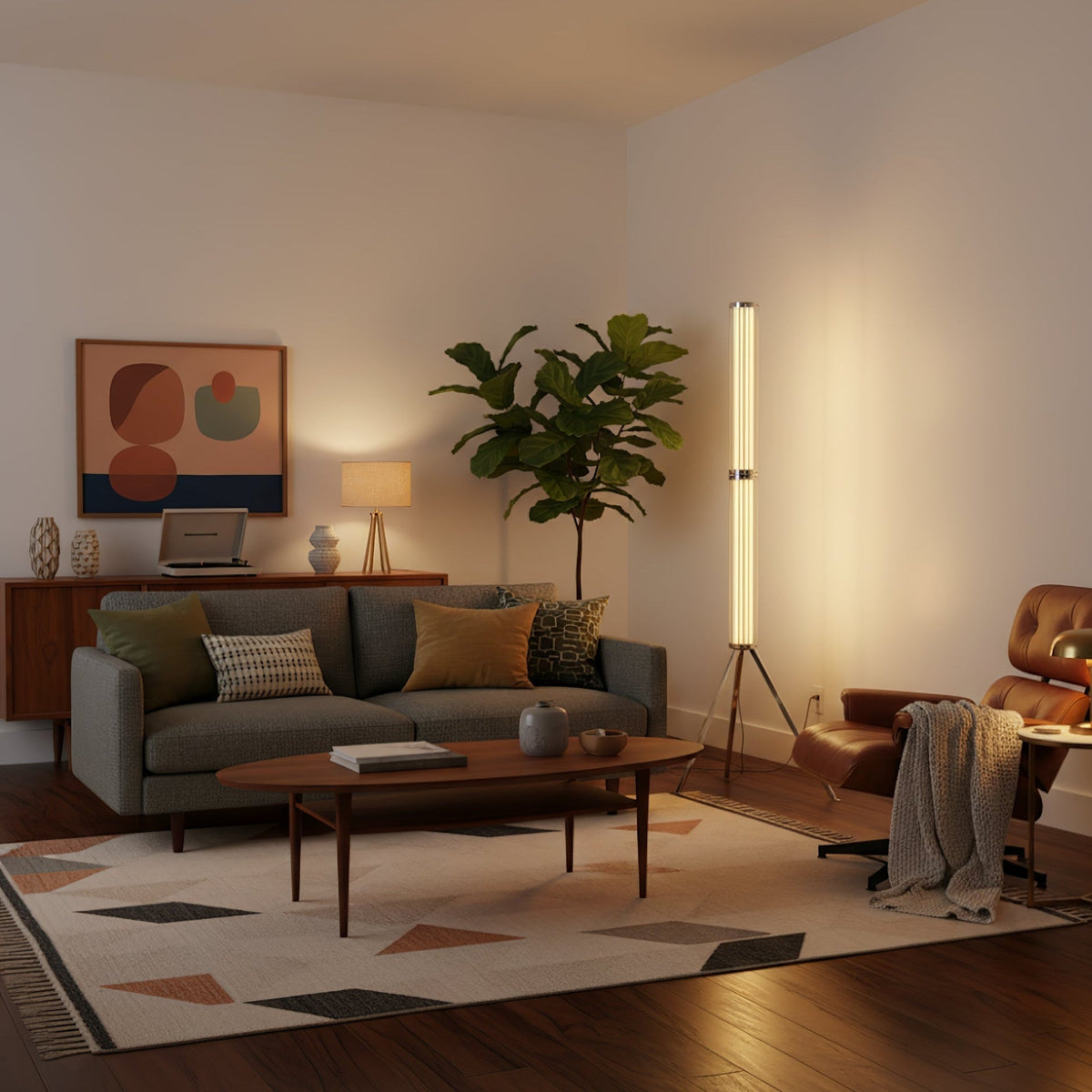 Thessan Hexagonal Glass Floor Lamp