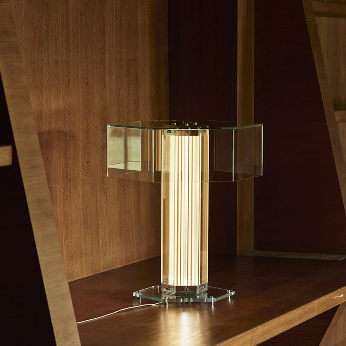 Hexagonal Glass Table Lamp