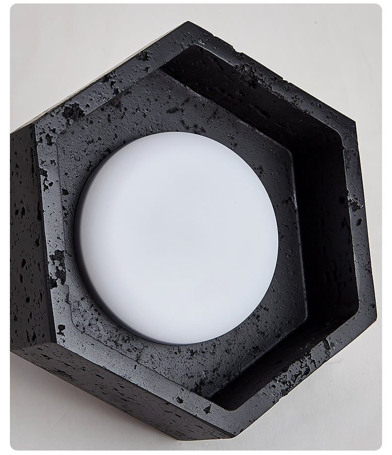 Hexara Hexagon Black Travertine Ceiling Lamp