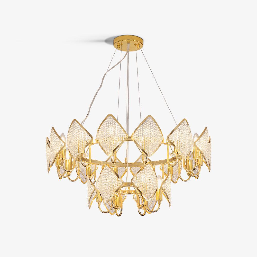 Cyrirena Chandelier Crystal Leaf Double-Tier