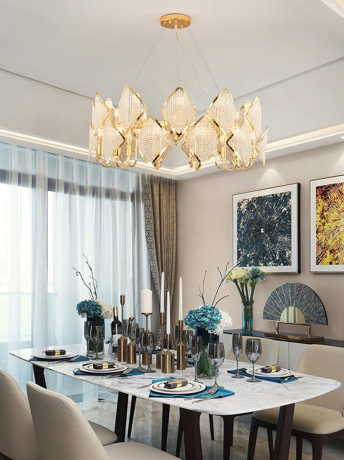 Cyrirena Chandelier Crystal Leaf Double-Tier