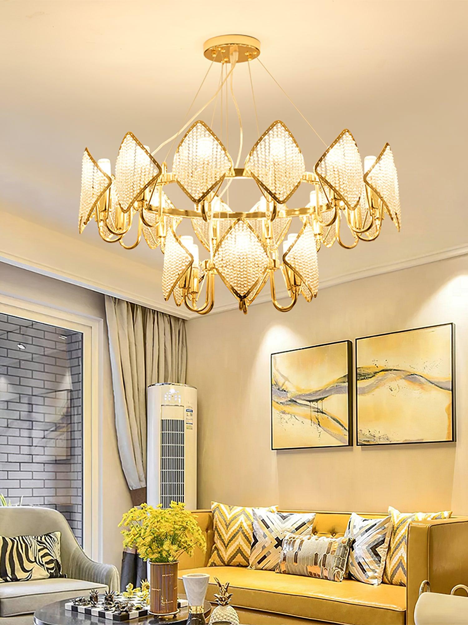Cyrirena Chandelier Crystal Leaf Double-Tier