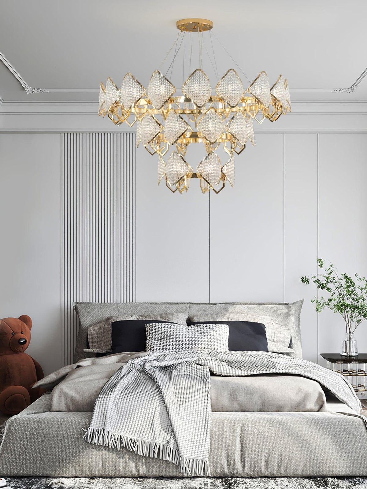 Cyrirena Chandelier Crystal Leaf Double-Tier
