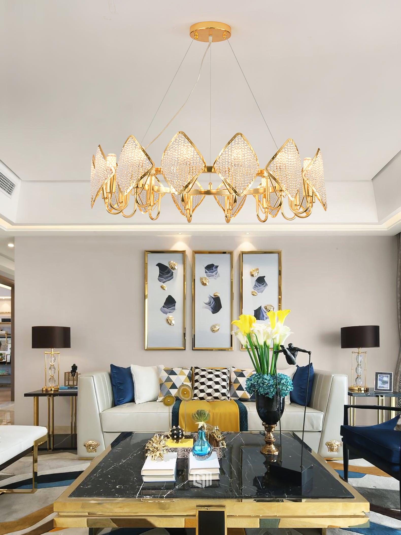 Cyrirena Chandelier Crystal Leaf Double-Tier
