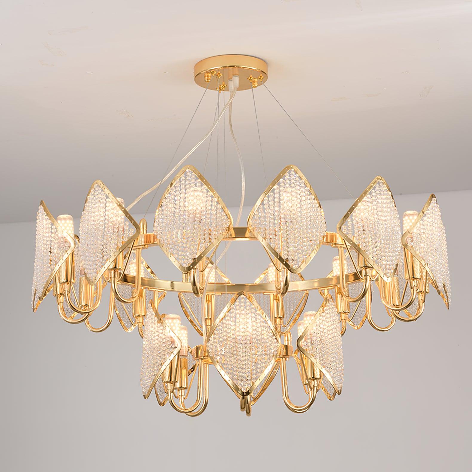 Cyrirena Chandelier Crystal Leaf Double-Tier